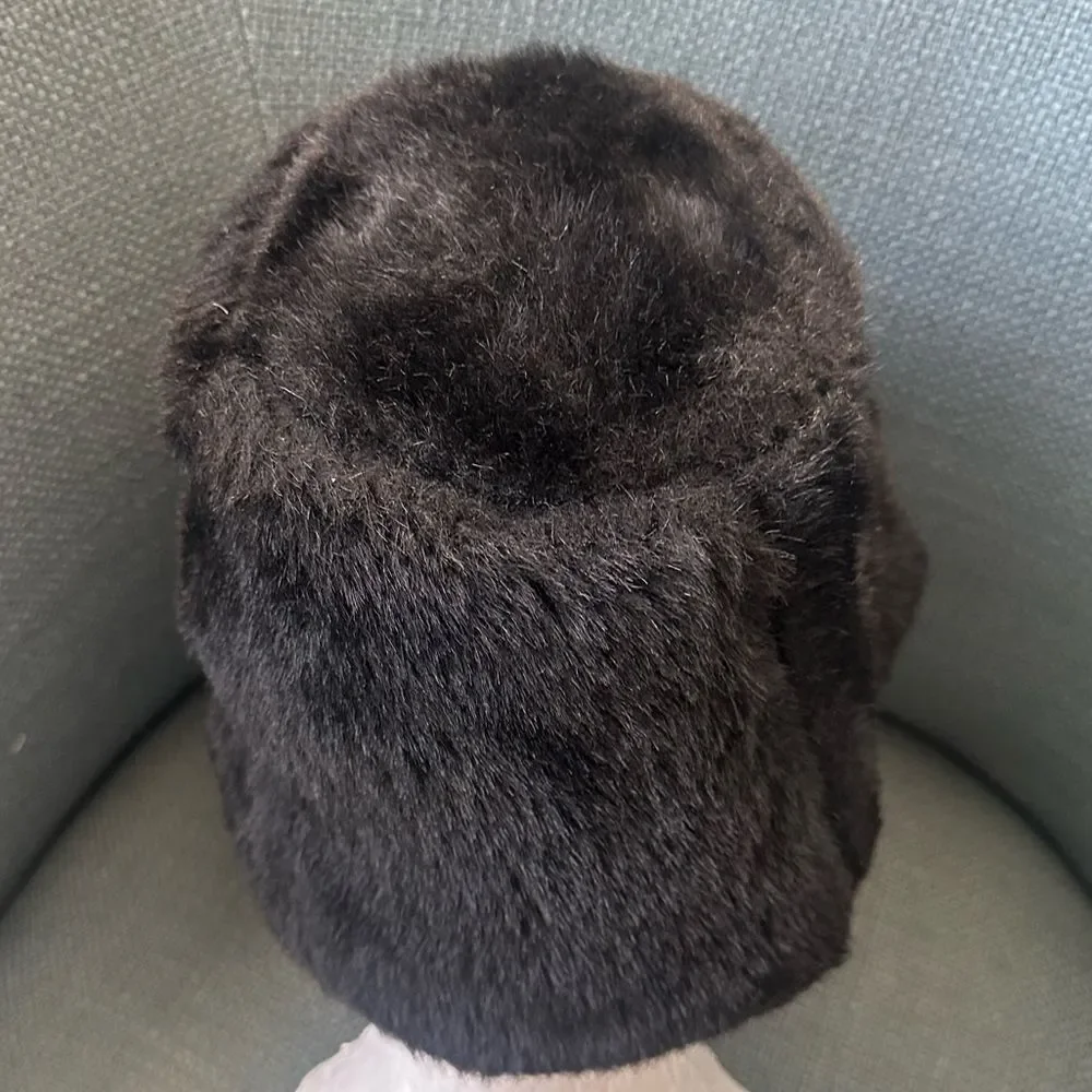 Vintage Black Faux Fur Bucket Hat